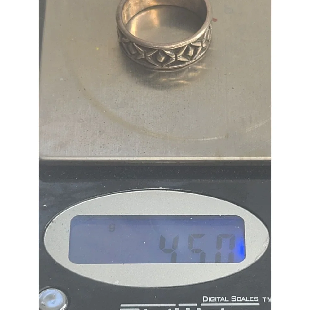 New Sterling Silver 925 Geometric Pattern Band Ring Size 7 4.5 g